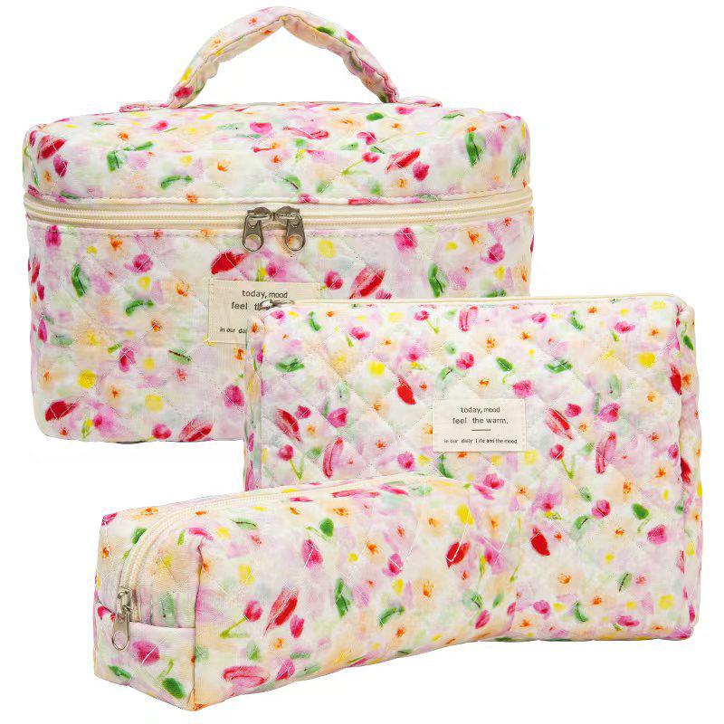 2023 Floral Cute Cotton Makeup & Toiletry Bag - Small, Fresh, Portable Storage Case