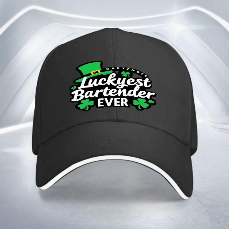 Luckyest Bartender Ever St Patrick Day Baseball Cap Adjustable Polyester Casual Sports Hat Adult