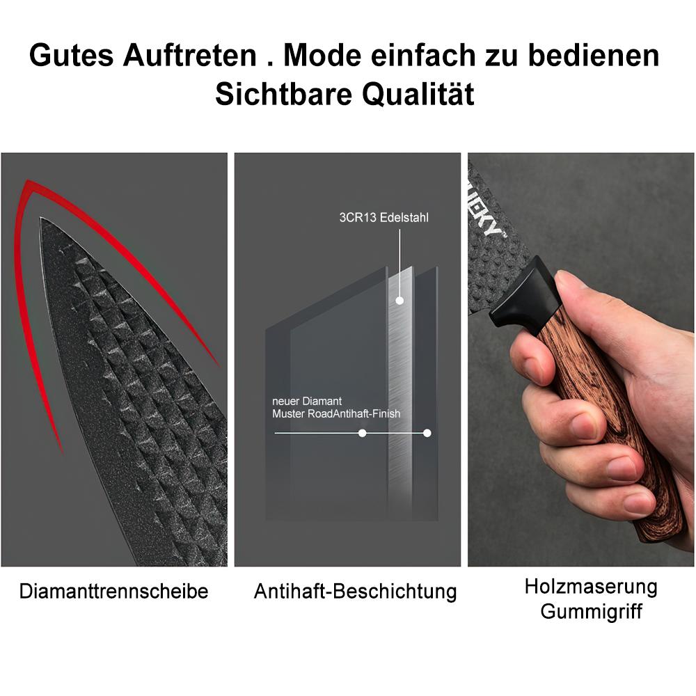 6PCS Kitchen Knives Stainless Steel Chef Knife Meat Clever Slicing Peeling with Scissor Anti-Rust & Ergonomic Design,Family Gift