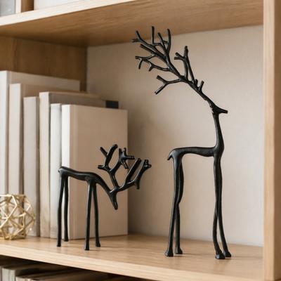 Indoor Festive Ornaments Christmas Reindeer Statue, Small Deer Sculpture Figurine, Modern Elegant Office Desk Decorations Holiday Decor for Tabletop,