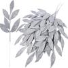5Pcs Christmas Flash Glitter Gold Silver Leaves Xmas Tree Decoration Pendant Artificial Plants Pine Branches New Year Decor