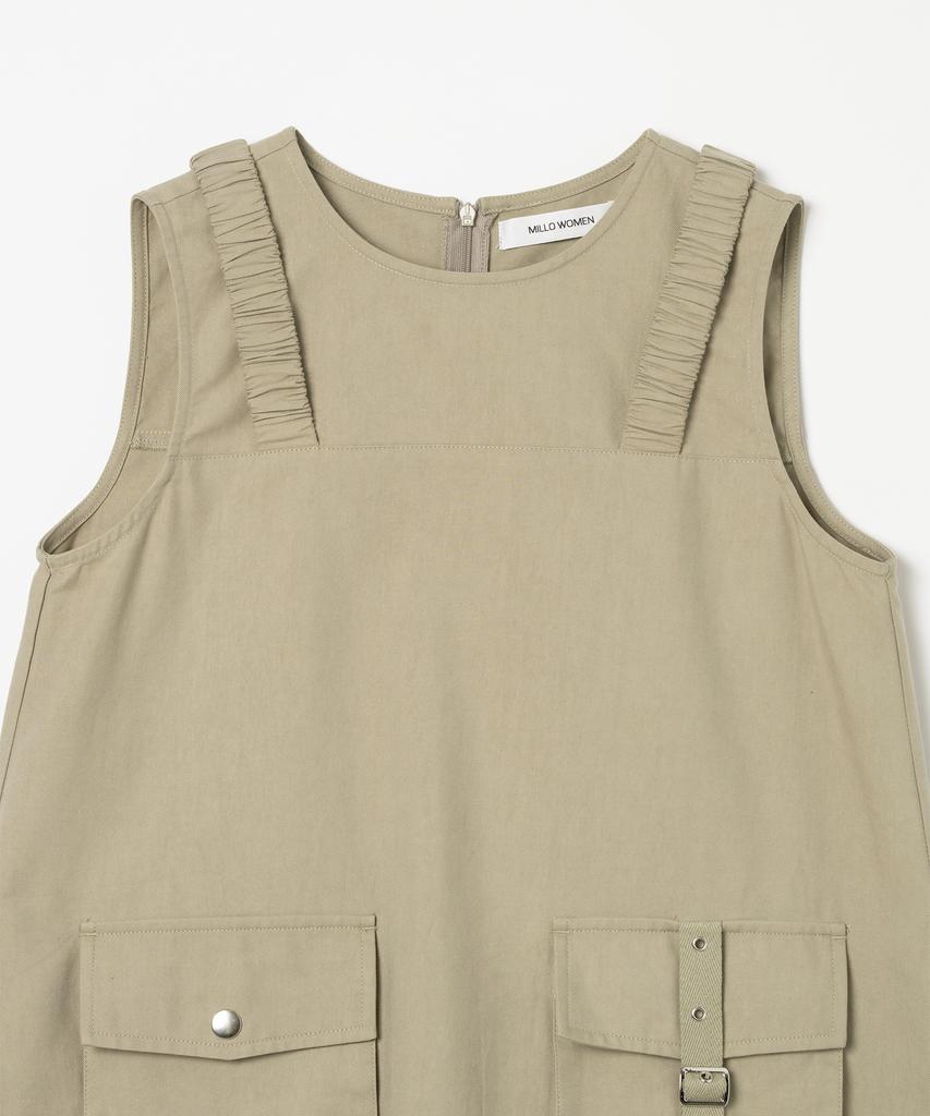 Milo Woman Buckle Strap Mini Dress [Beige]