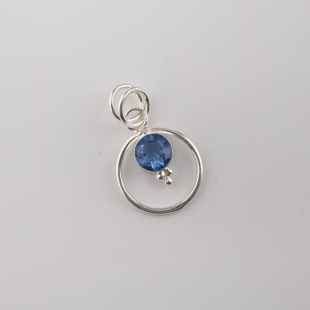 Tanzanitový drahokam 925 Sterlingového stříbra Ručně vyráběné šperky Kulatý přívěsek 1,2" Pro ženy PP-68-1