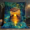 Cute Otter Holding Star Blanket Fantasy Animal Design Soft Fleece Throw Home Decor Gift Idea Magical Nature Theme Cozy Warmth
