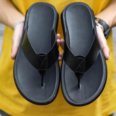 Größe 38-47 Neue Italienische Leder-Zehensandalen für Herren Lässig Cool Strand Sommer Schuhe Hotel Hausschuhe Mann Leichte Flats Luxus Herrenschuhe