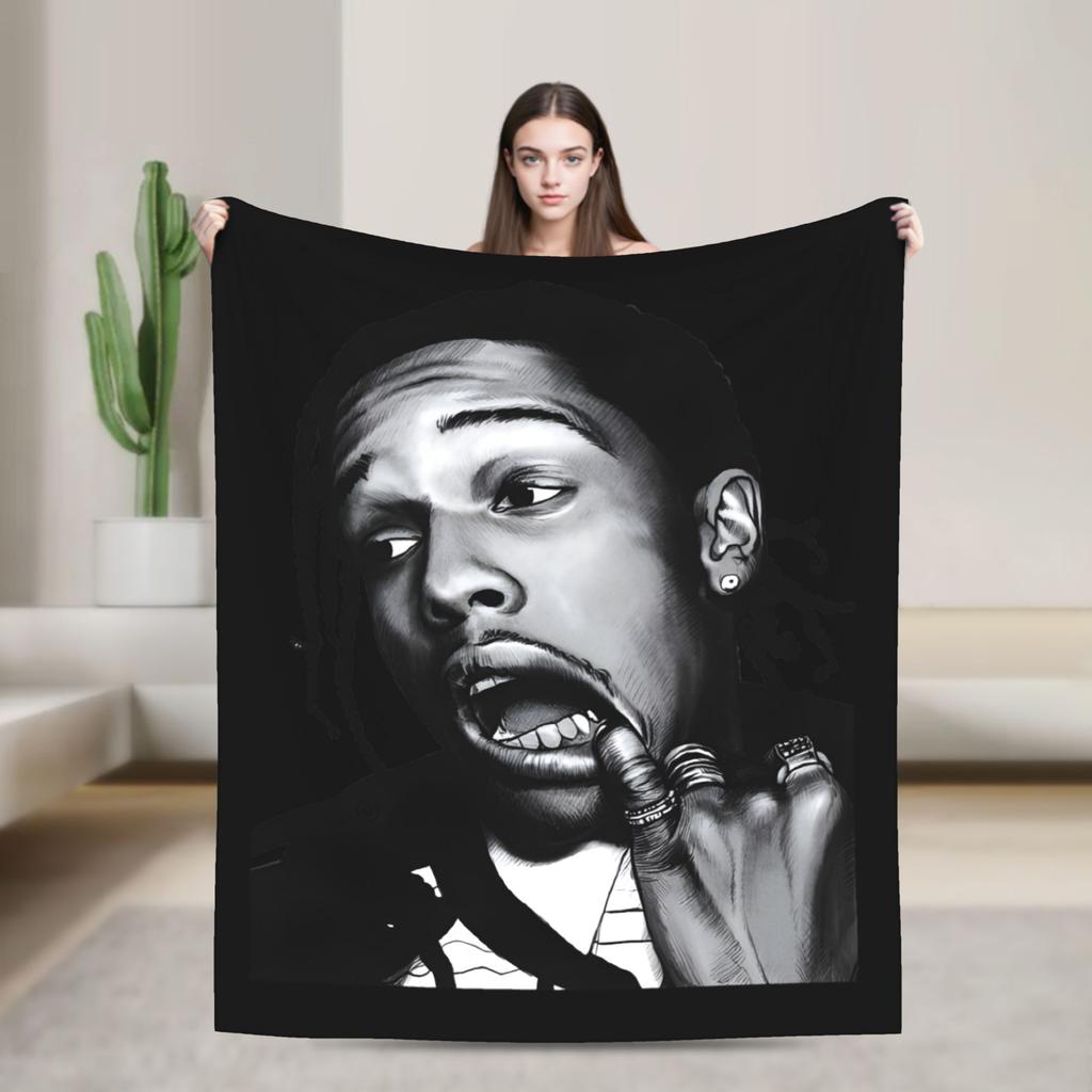 ASAP Rockys Retro Blankets Fleece Winter Breathable Super Warm Throw Blankets for Bed Car Plush Thin Quilt