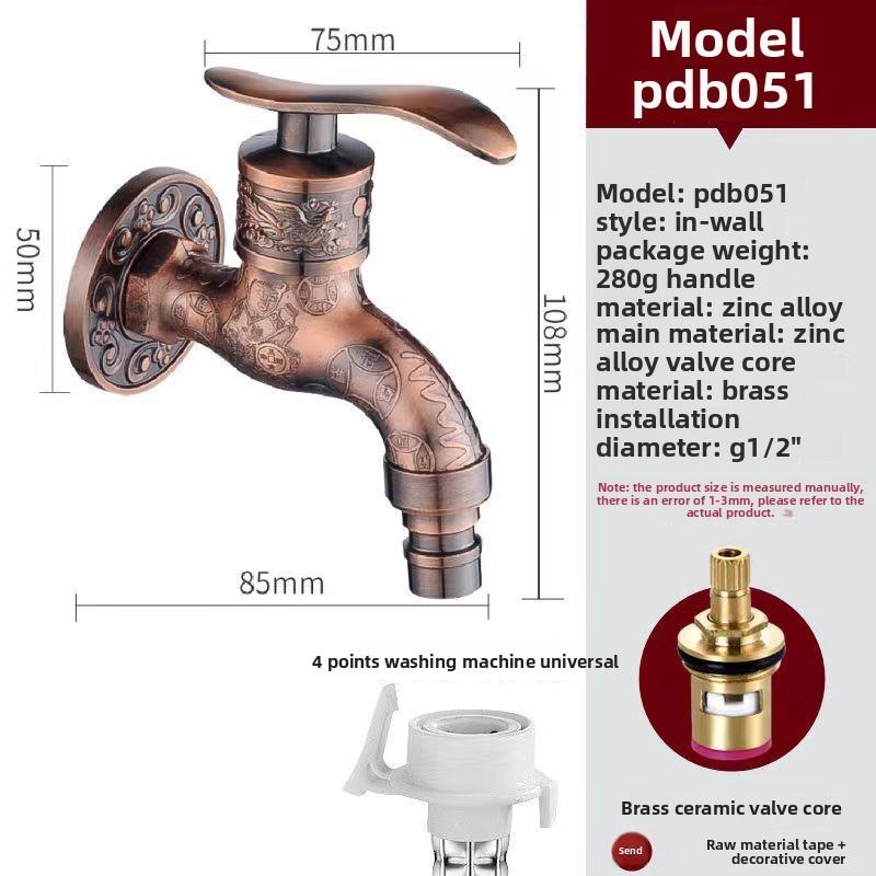

Элегантный настенный смеситель «Золотой дракон» с одинарным вентилем для холодной воды - Рустикальный винтажный стиль, нержавеющая сталь и цинковый сплав