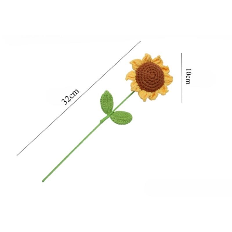 Artificial Flowers Handmade Crocheted Yarn Sunflower, Outdoor Garden Wedding Bride Bouquet Christmas Home Vase Holiday DIY Gift