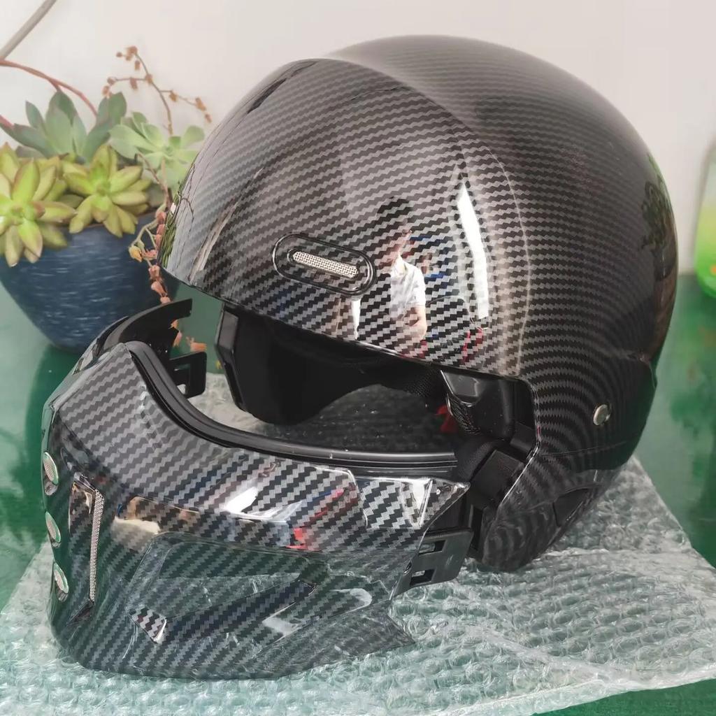 Vintage Open Helmet Full Face Casque Chopper Bobble Style Motorbike Casco Moto 3/4 Jet Wind Face Shied Dot Approved