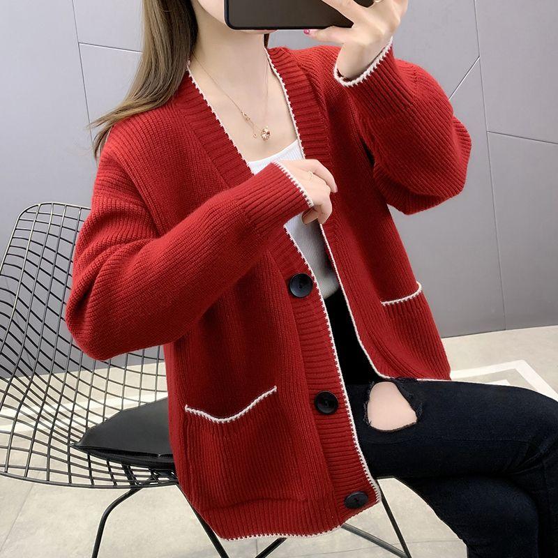 Spring and Autumn Women's Sweater Cardigan Knitted Shirt Top Shawl Western Style Loose Sweater
