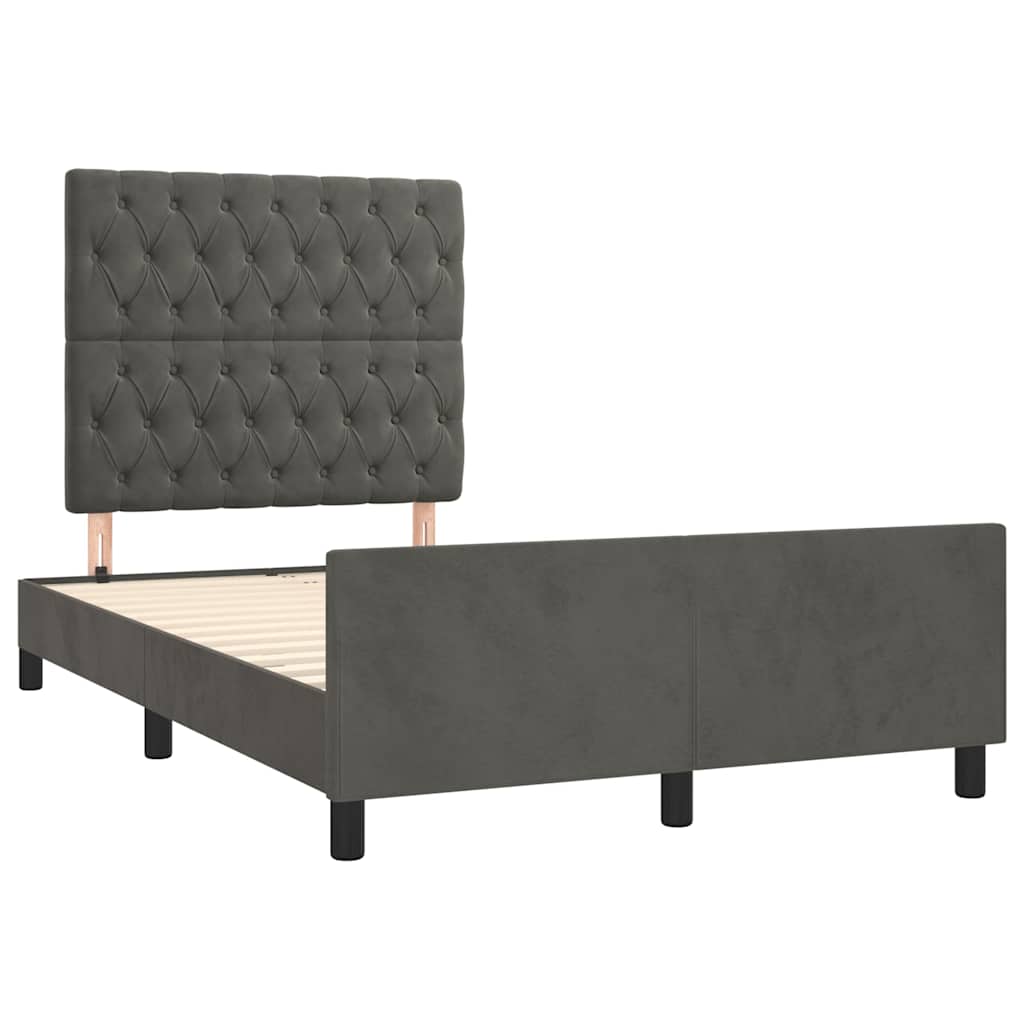 Bed Frame without Mattress Dark Grey 120 x 190 cm Velvet