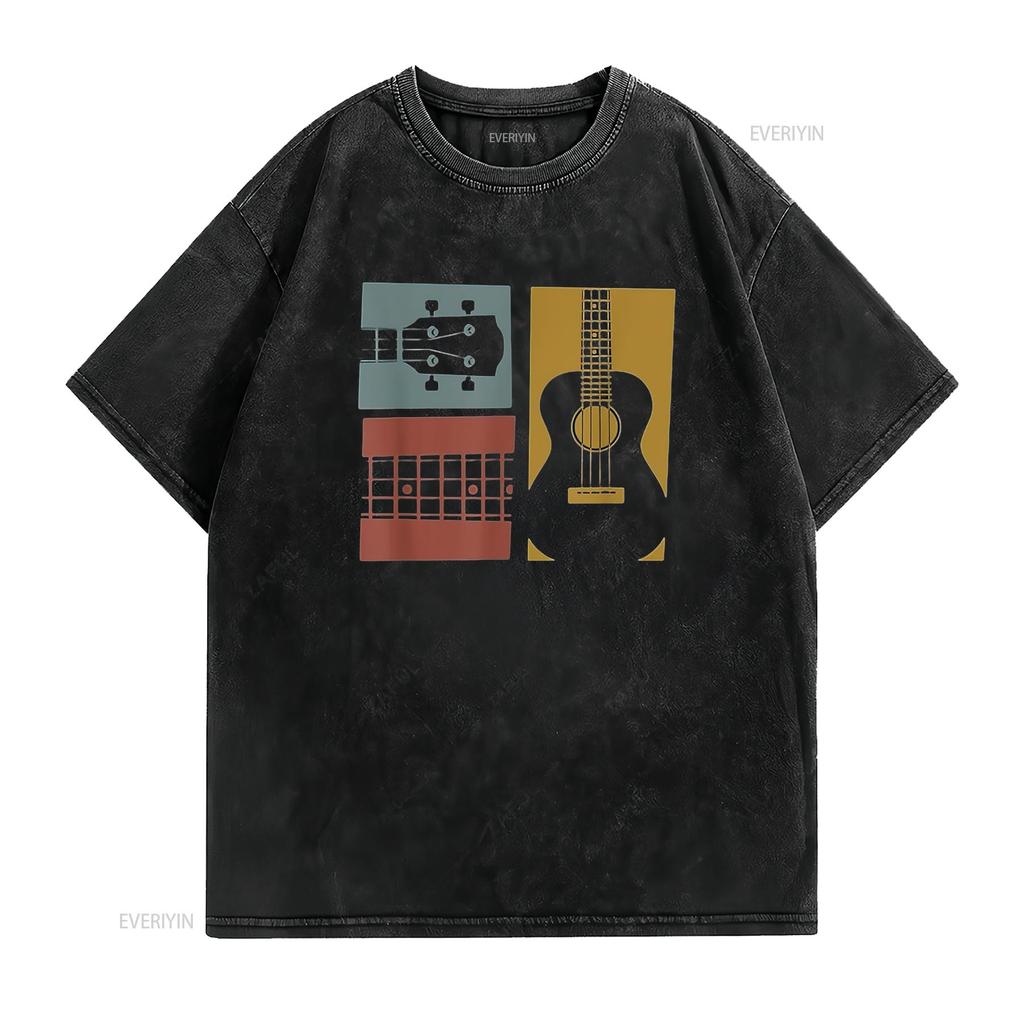 Mens Vintage Ukulele Guitar T Shirt Uke Player Musician s White 2X Large vintage Washed streetwear Top For Everyday Wear Casual