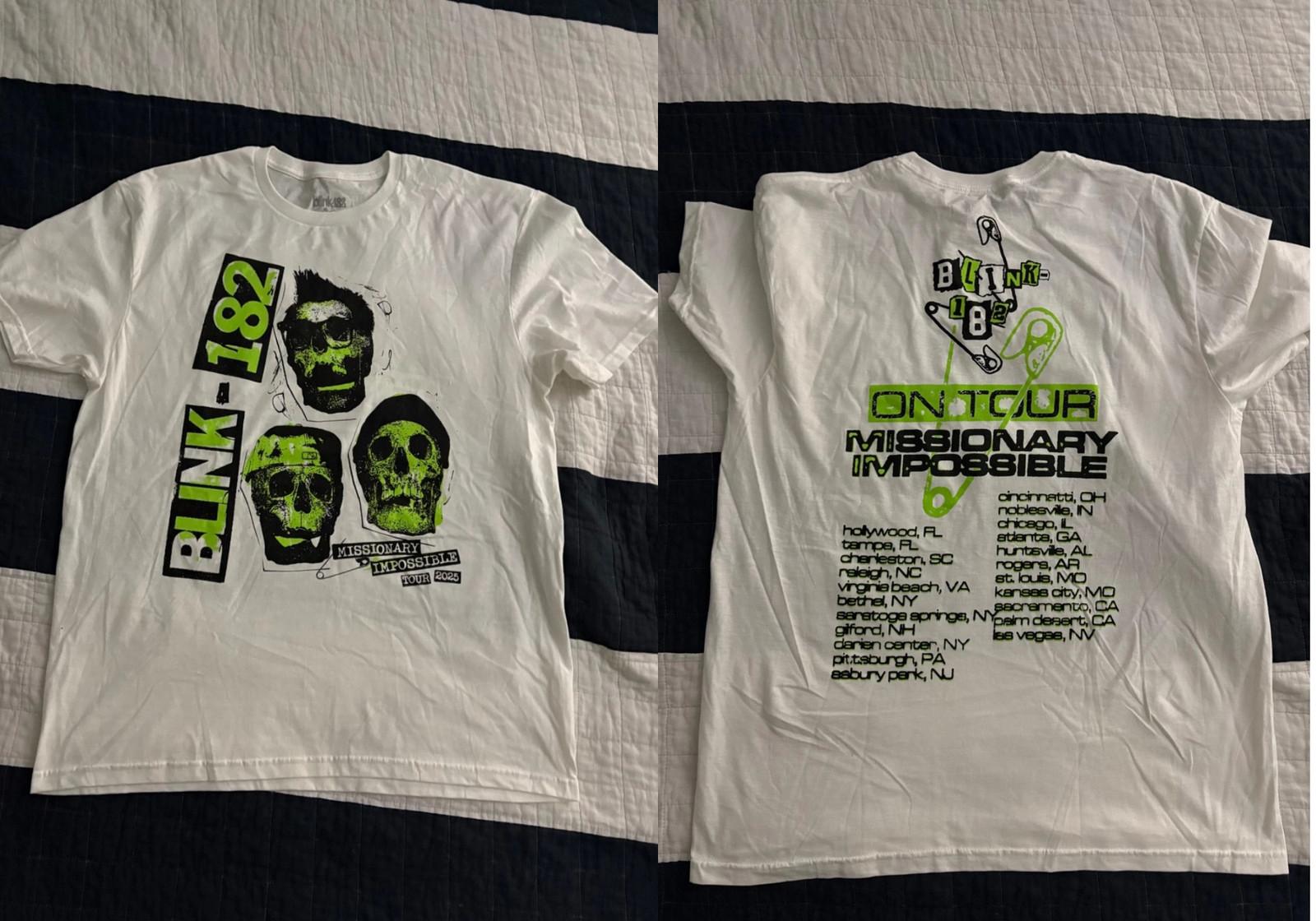 Blink 182 Missionary Impossible Tour 2026 T-Shirt Unisex All Sizes Reprint S