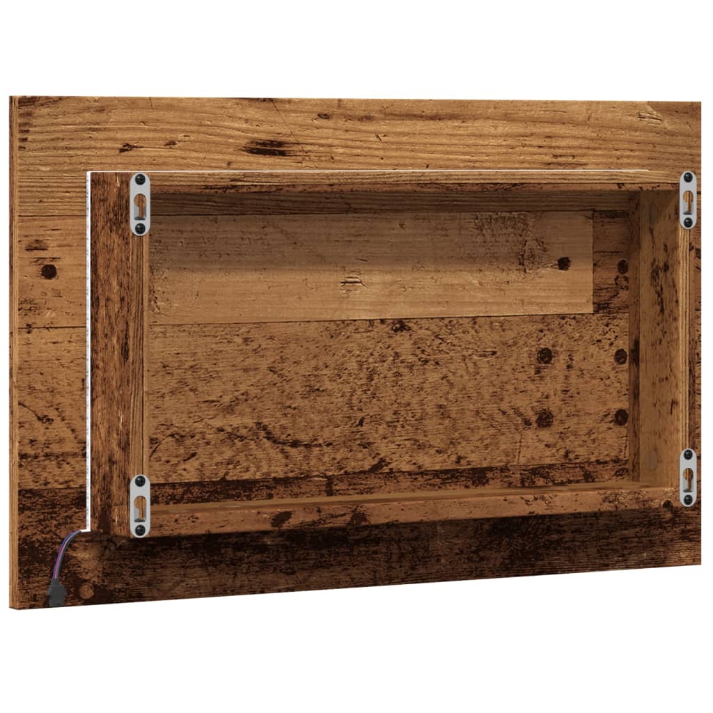 Vidaxl Lustro Łazienkowe Z Led, Stare Drewno, 60X8,5X38 Cm
