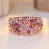 Trendy Purple Pink Zircon Wide Vintage Rose Gold Color Wedding Bands Engagement Rings For Women Men Minimalist Jewelry