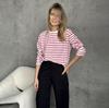 Women Summer Stripe Long Sleeve Tshirt O Neck Casual Top