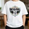 Children Crew Neck Short Sleeve T-Shirt with Guitar & Grandma ROCK N ROLL Print