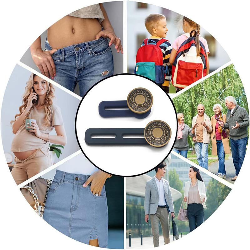 8Pcs Jeans and Pants Button Extenders Jeans Adjustable Retractable Button Set Waistband Extender for Men and Women Jeans Button