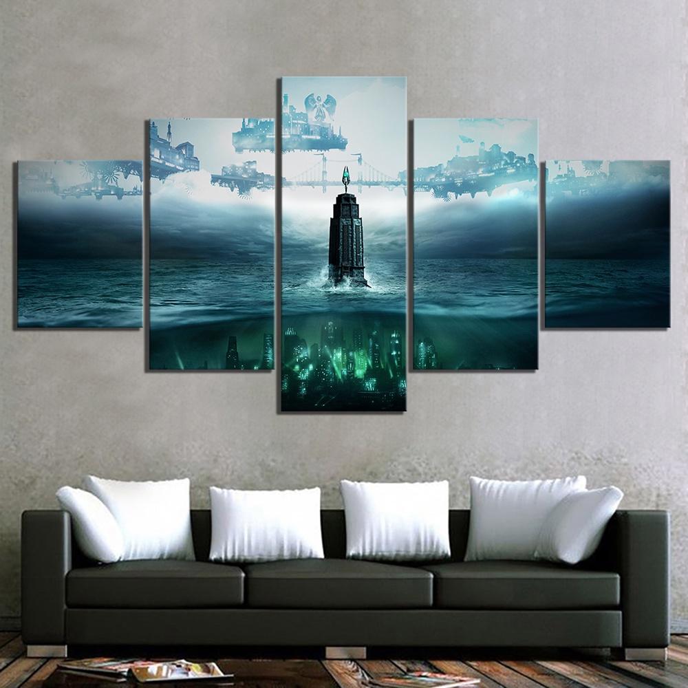 5 Panels Canvas Wall Art Poster Painting BioShock The Collection Video Game Picture Print Living Room Bedroom Home Decor Artwork 20x35 20x45 20x55cm