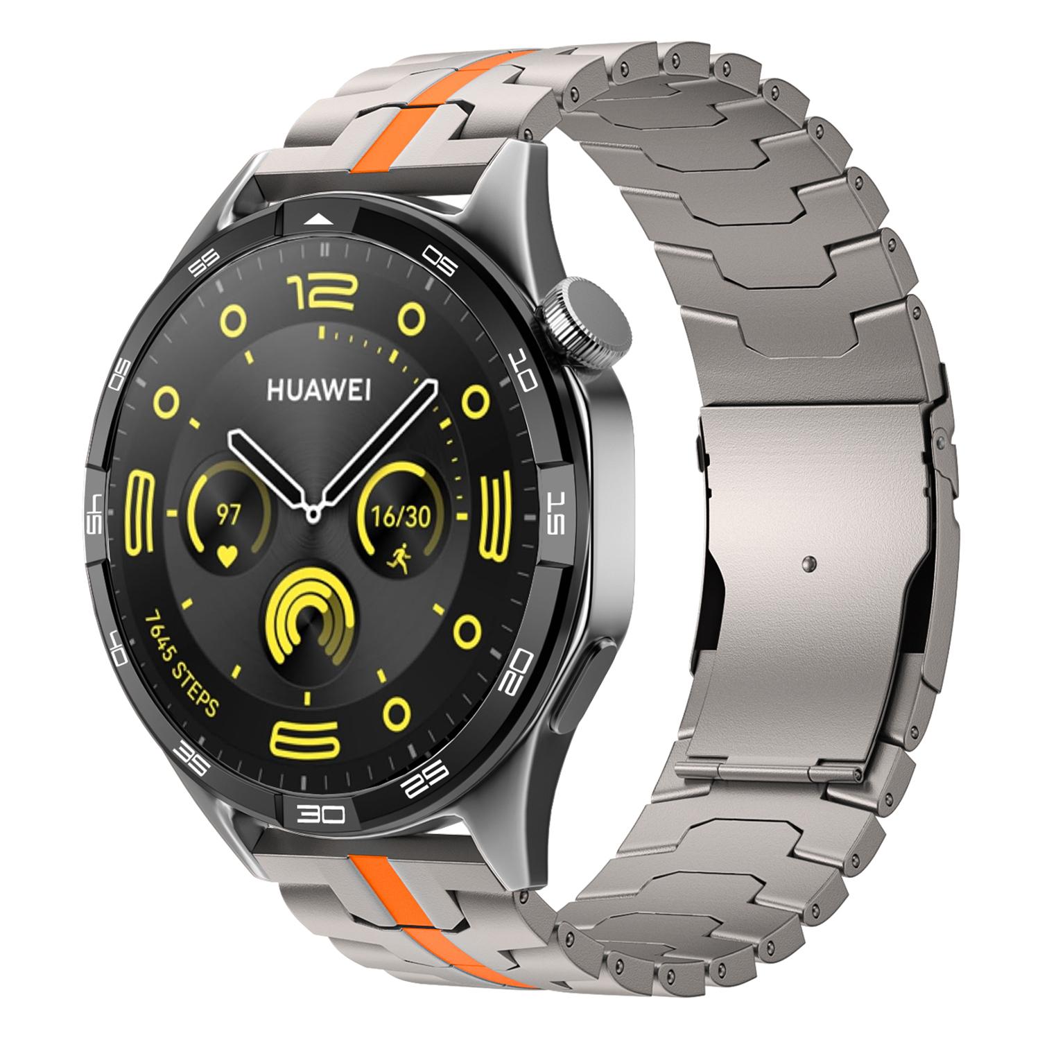 

For Huawei Watch 4/4 Pro/Watch GT 4 46mm Watch Band 22mm Pure Titanium Wrist Strap Silver