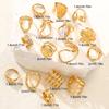 16pcs Gold Color Irregular Pearl Flower Rings Set For Women Fashion Boho Chunky Stackable Rings Party Daily Wear Jewelry Gifts