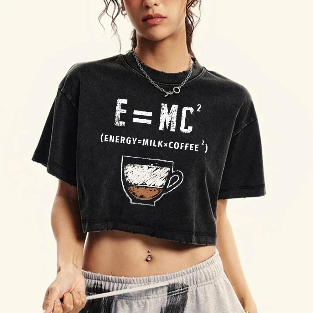 

Engey=Молоко X Кофе Принты Выстиранные Укороченные Футболки Женская Ретро Хлопковая Футболка Летняя Облегающая Одежда Топы XL