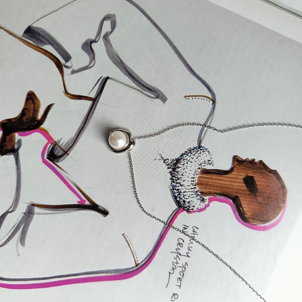 Серебряное колье с натуральным жемчугом, вес изделия 5,19 гр (2186809)