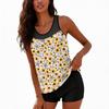 Tankini Swimsuits for Women Modest Two Piece Blouson Bathing Suit with Swim Shorts Floral Print Full Coverage Swimwear