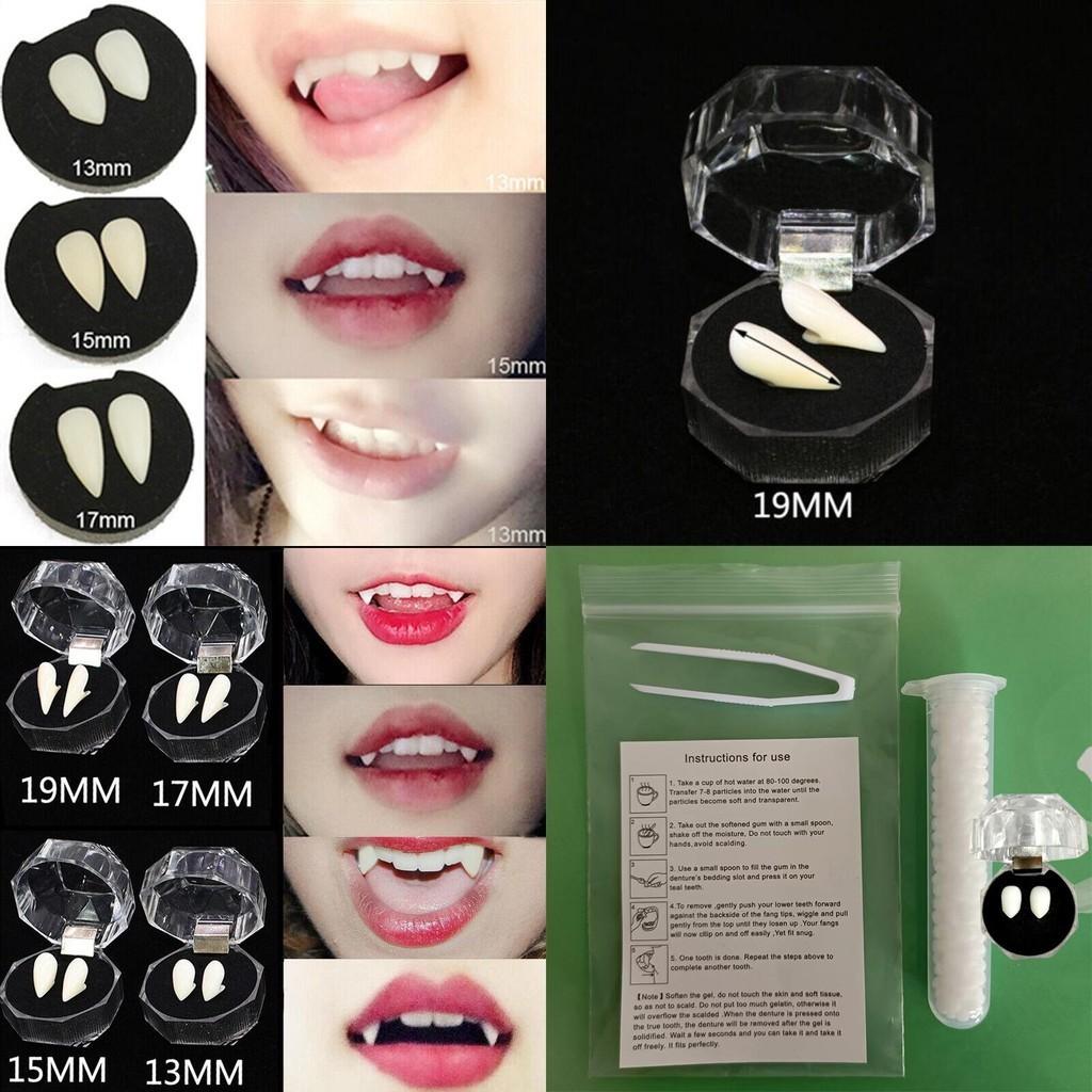 Realistic Halloween Vampire Fangs Teeth Kit With Solid Adhesive And Customizable Sizes