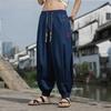 Chinese Style Beach Pants Men's Loose, Wide Leg, Leg Tied Cropped Pants