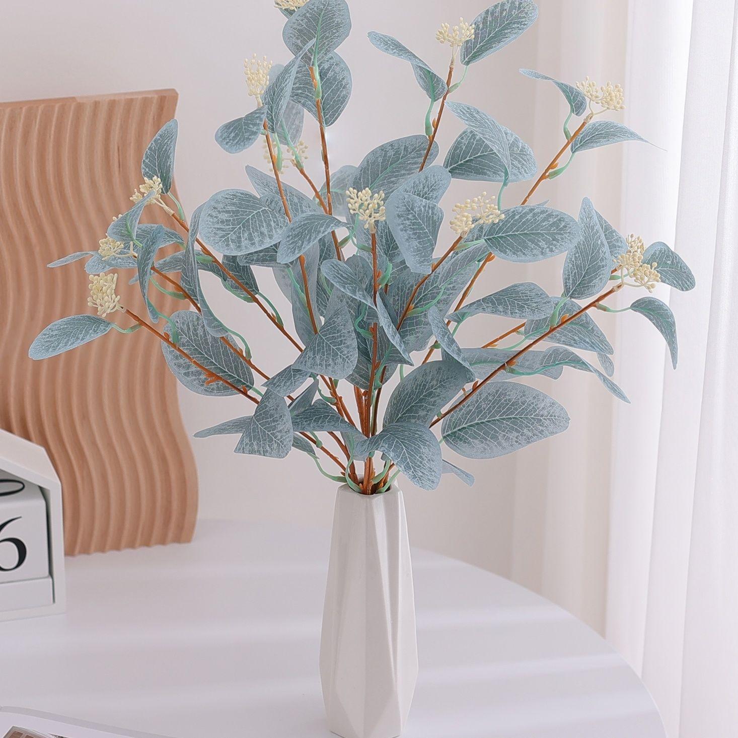 

Поддельные цветы в скандинавском стиле, имитация эвкалиптовых листьев, ветки эвкалиптовых листьев, цветочная композиция из зеленых растений, цветочный орнамент 4 light blue eucalyptus leaves [excluding bottle]