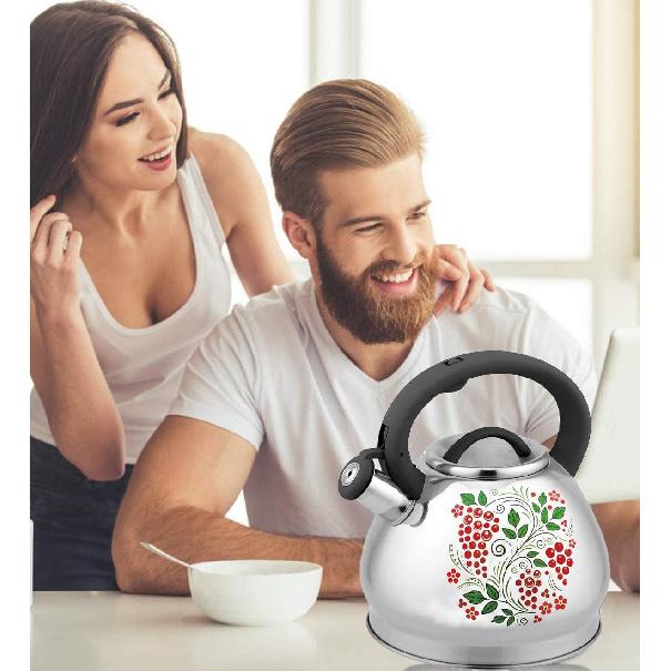 Tea Kettle for Stovetop Whistling Teakettle Tea Pot -3L Food Grade 304 Stainless Steel Color Changing Stove Top Teapot with Cool Handle,Loud Whistle