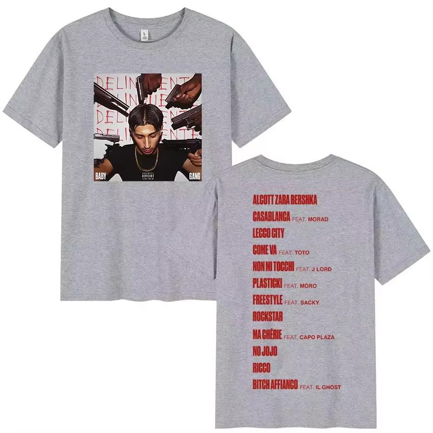 Rapper Baby Gang Album Graphic pure Cotton music Tshirt Men Retro 2026 New Summer Hip hop unisex Short sleeve shirt fan gifts