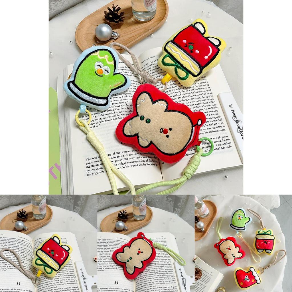 Weihnachts Plüsch Keks Charakter Handgemachter Schlüsselanhänger mit PP Baumwolle für Feiertagsgeschenk Dekoration