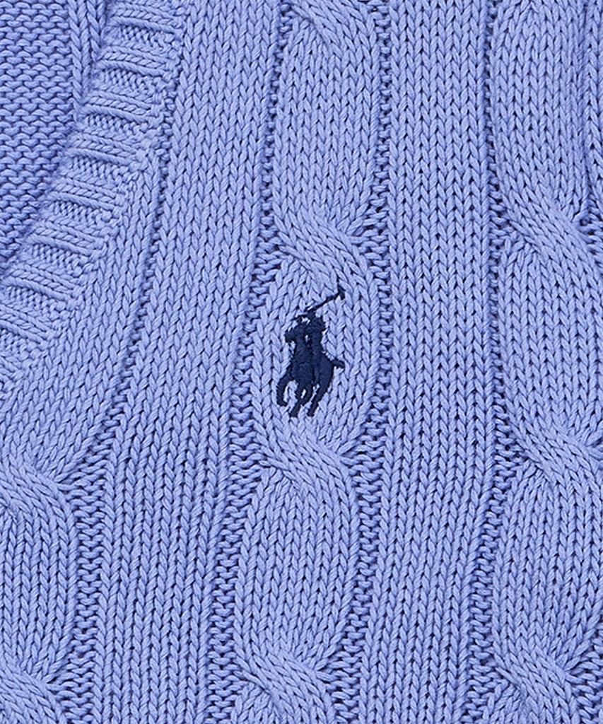 POLO RALPH LAUREN Cable Knit Cotton V-Neck Sweater - Blue