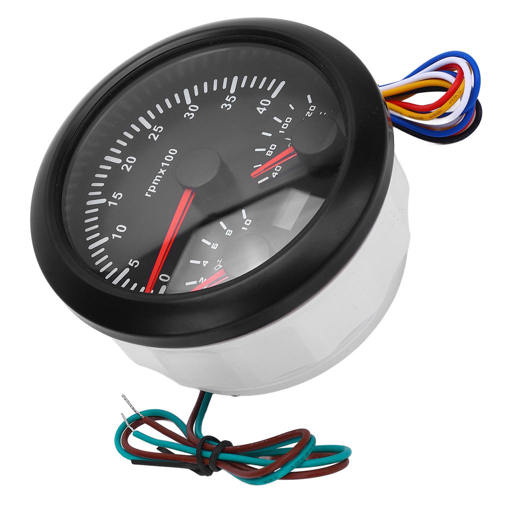 3-in-1 Elektrischer Drehzahlmesser Öldruckanzeige Wassertemperaturanzeige 3 3/8 Zoll 4000 U/min 0 bis 10 bar 40 bis 120 Grad Celsius 7 Farben