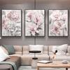 Minimalist Retro Pink Floral Wall Art for Living Room or Entryway