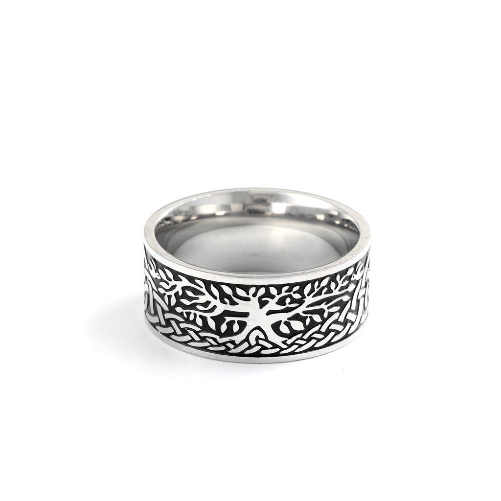 

European Retro Stainless Steel Tree of Life Ring for Men and Women Size 7