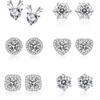 Heart-Shaped Moissanite Stud Earrings: S925 Sterling Silver Zirconia Six-Prong Design for Women