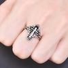 Men Pop Vintage Sterling Silver Cross Open Ring