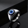 Vintage Turkish Evil Eye Chunky Ring for Men Women, Blue Lucky Eyes Stainless Steel Ring, Hip Hop Punk Eyeball Finger Jewelry