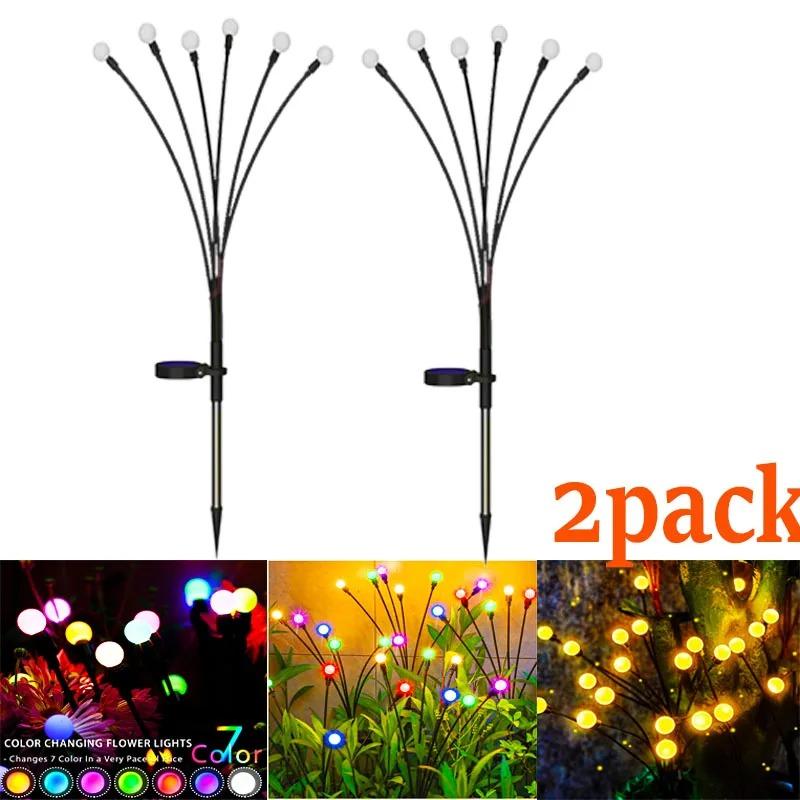 18PC Solar Garden Lights Powered Firefly Lights Outdoor Waterproof Vibrant Garden Lights for Patio Pathway Decoration,Warm