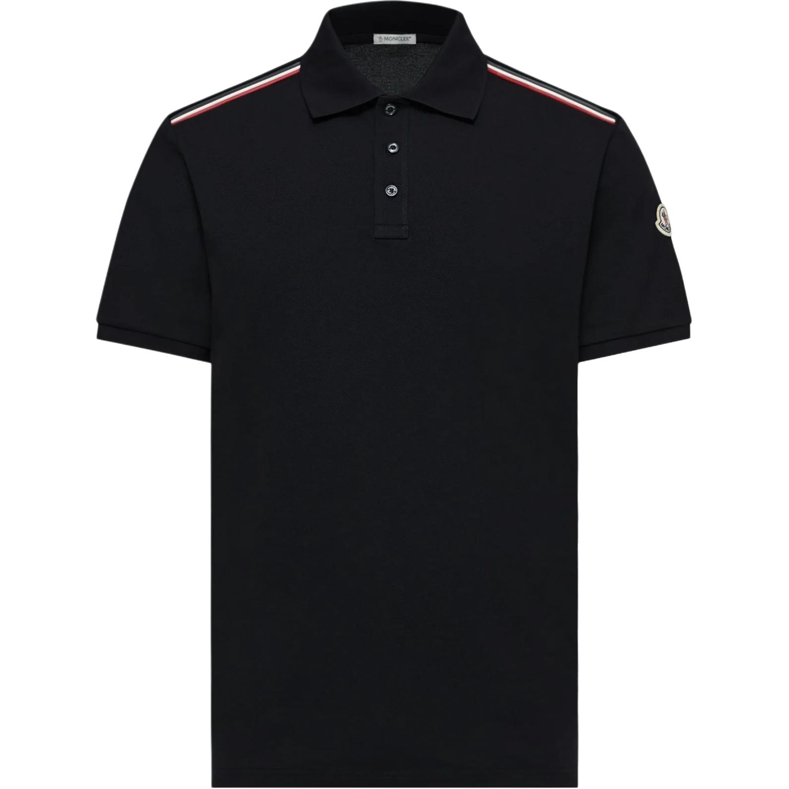 Moncler Kleurblok Gestreept Drie Knoop Logo Patch Korte Mouw Polo Shirt Heren tops L10918A0003189A16999 XXL black