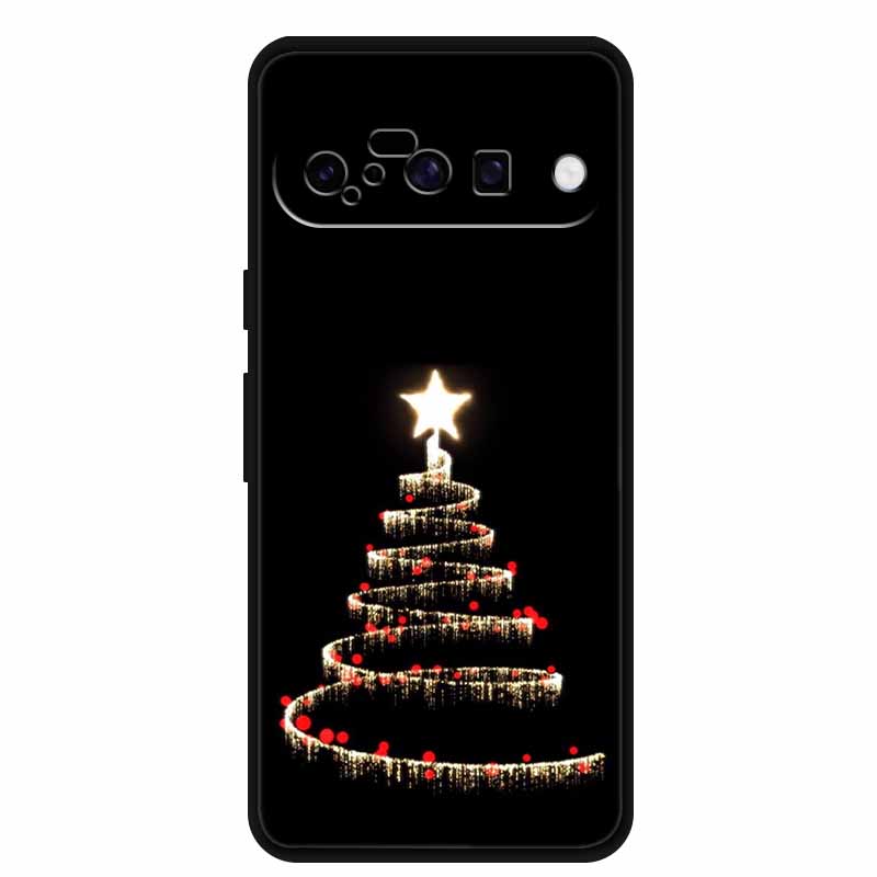 Christmas Phone Cases For Google Pixel 10 Case Silicone Soft Black Cover Christmas Tree for Pixel 10 Pro / 10 Pro XL Back Cover