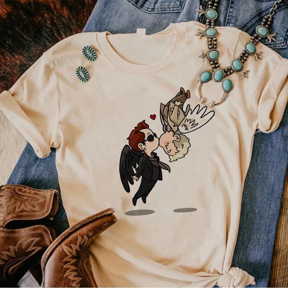 Good Omens T-shirts Women Manga Graphic Harajuku Topwomen Funny Graphic Y2k Clothes  Women Short Fashion Casual Female T Shrit