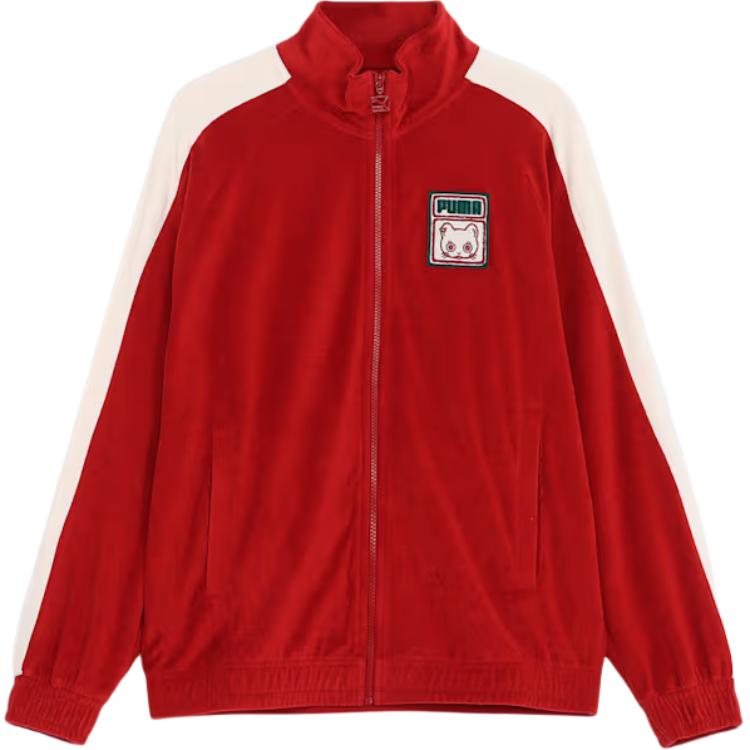 

Puma T7 Neko-San FW24 Zipper Comfortable Loose Versatile Striped Stand Collar Long Sleeve Jacket Unisex Jacket Deep-Red 629842-13 XL