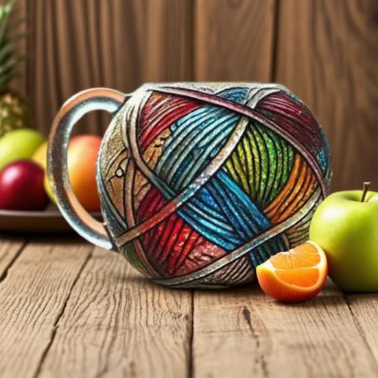 Hand Painted Coffee Mug Resin Quirky Resin Tea Cup 380ml Colored Yarn Ball Coffee Cup Hot And Cold Drink Cup Artistic Decor