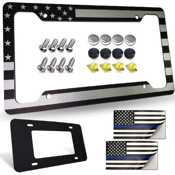 License Plate Frame - Patriotic Personalized Car Tag Holder Aluminum Plate Frame
