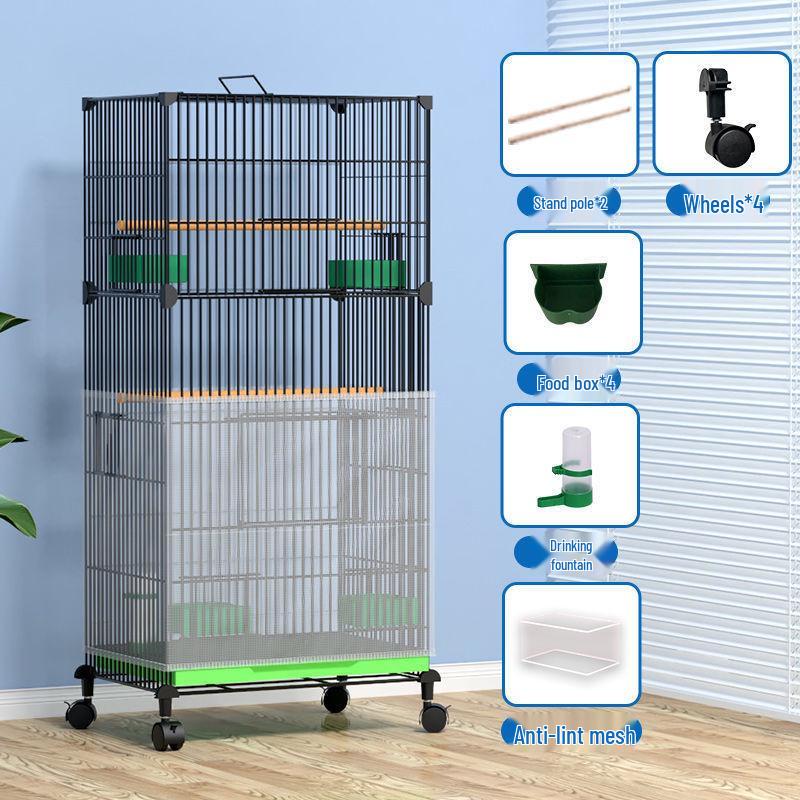 

Посилена велика клітка для великих птахів, таких як какатіли та піони, з гніздовою коробкою 100cm H, 42x31cm, with wheels, Package 8 чорний