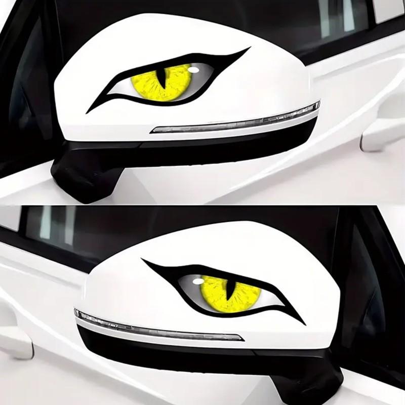2D Reflektierende Teufelsaugen Aufkleber, Wasserdichte Decals für Auto Rückspiegel Auto Außen Dekoration